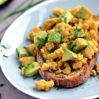 Chickpea Flour Scramble with Avocado & Chives