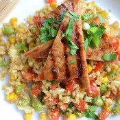 Cauliflower Fried “Rice” with Grilled Asian Tofu