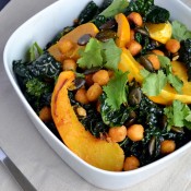 Miso-Curry Roasted Squash with Crispy Chickpeas & Kale
