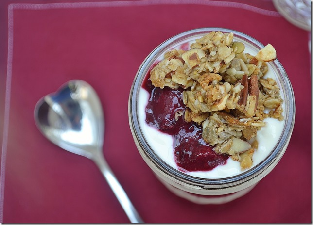 Rhubarb-Berry Compote, Yogurt & Granola Parfait