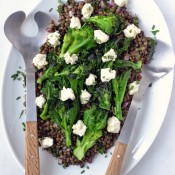 Purple Sprouting Broccoli & Puy Lentil Salad w/Almond Feta & Mint